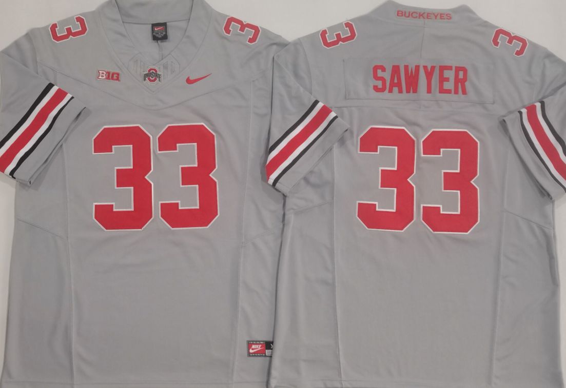 Men Ohio State Buckeyes #33 Sawyer Grey Nike 2025 NCAA Jersey